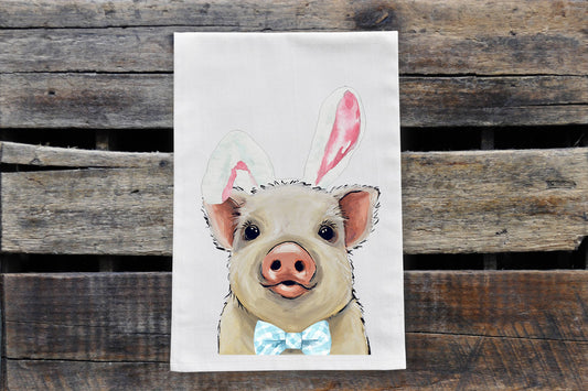 Easter Pig "Bunny Ears" Tea Towel